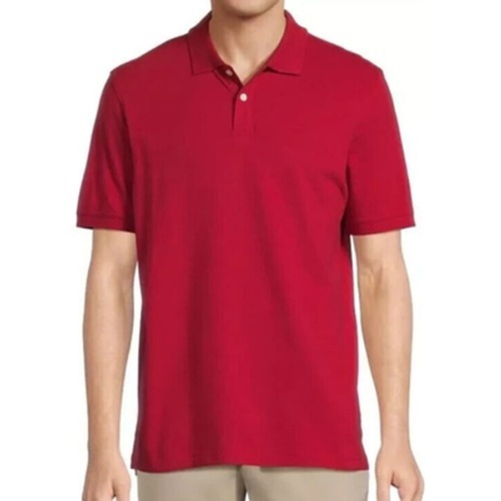 George Men's Polo Shirt Big‎ 3XL Red Golf Cotton Casual Stretch